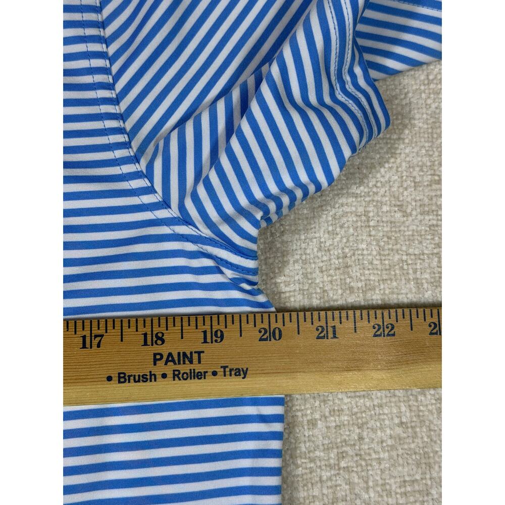 Vineyard Vines Performance Men XL Blue White Striped Golf Polo Athleisure Shirt - Picture 4 of 7